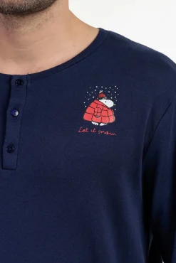 Pijama comprido Snoopy xadrez 100% algodão