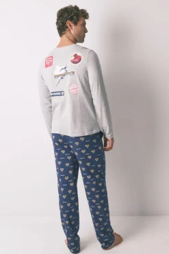 Pijama comprido Superman cinza 100% algodão