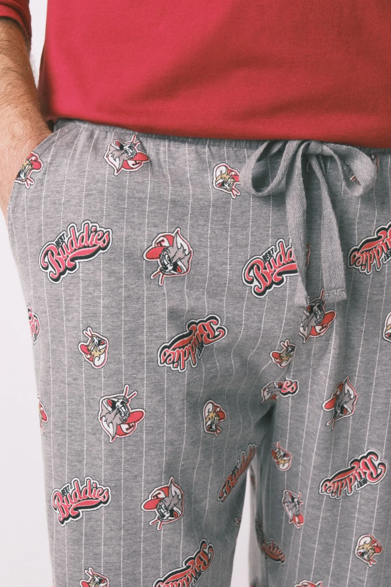 Pijama comprido vermelho Buddies 100% algodão