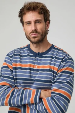Pijama de malha riscas multicolorida Kiff Kiff