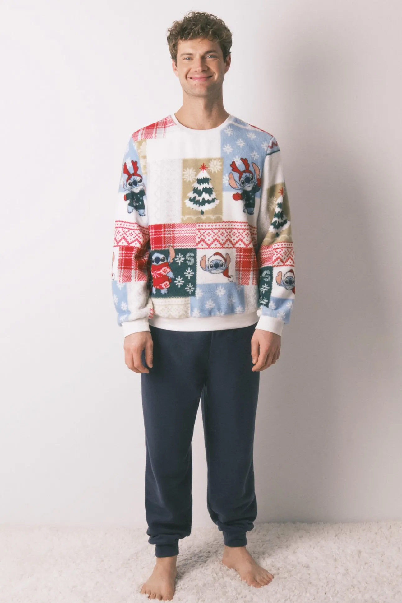 Pijama de polar masculino Stitch