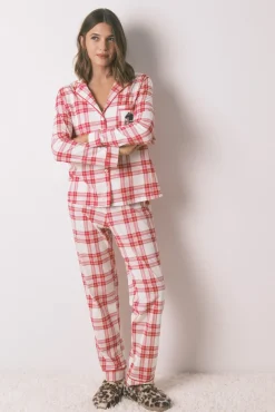 Pijama estilo camisa 100% algodão xadrez vermelho Mafalda