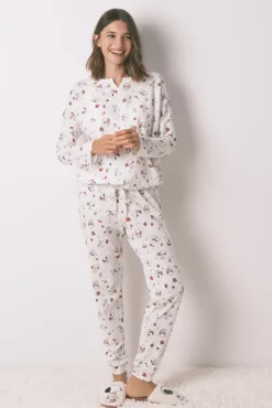 Pijama longo 100% algodão branco Snoopy