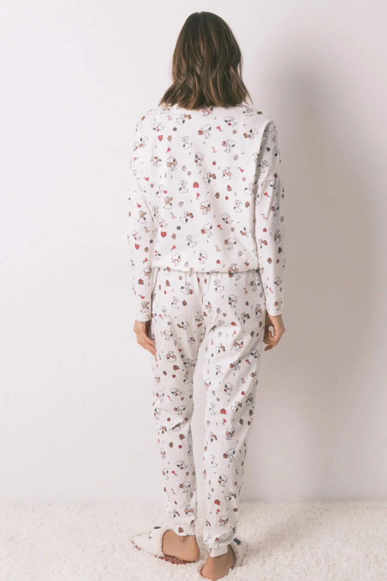 Pijama longo 100% algodão branco Snoopy