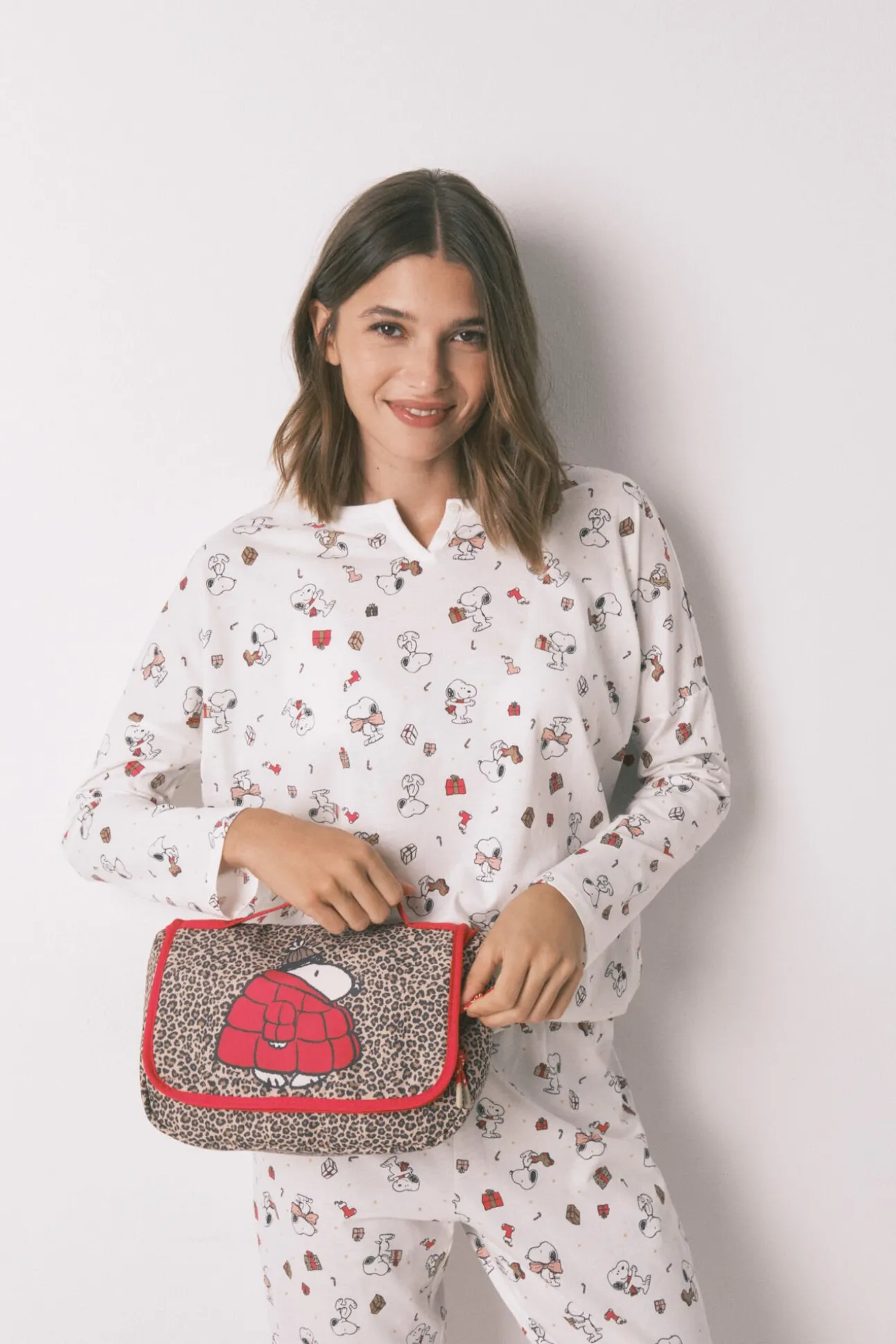 Pijama longo 100% algodão branco Snoopy