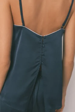 Pijama longo de cetim azul