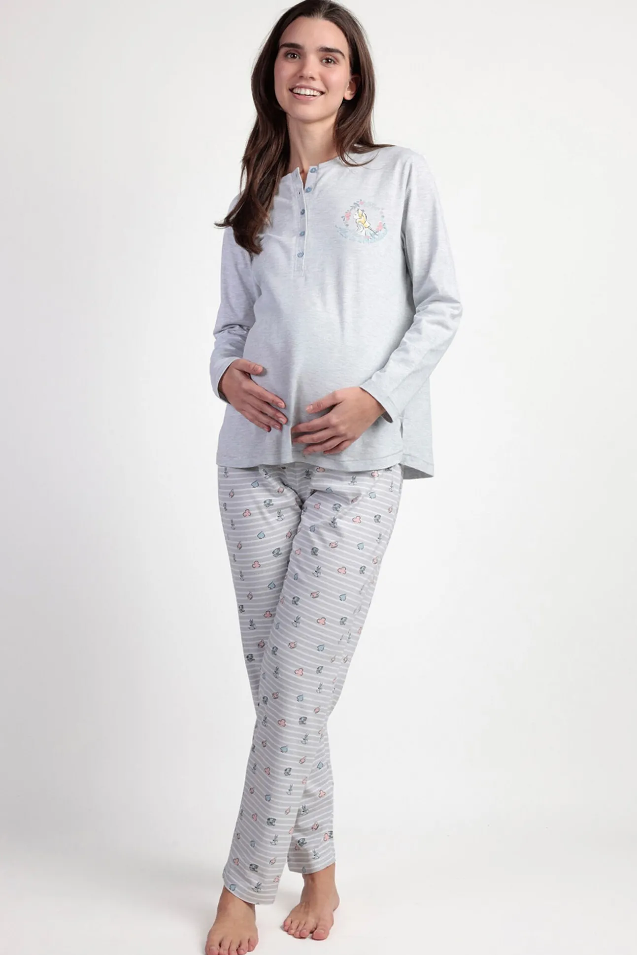 Pijama maternity comprido riscas Alicia Wonderland