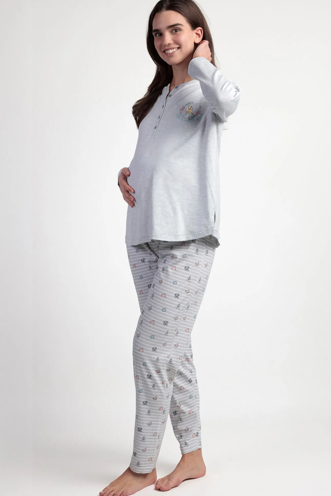 Pijama maternity comprido riscas Alicia Wonderland