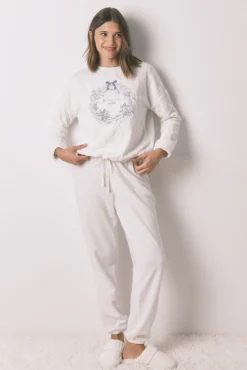 Pijama polar branco pijama comprido e macio