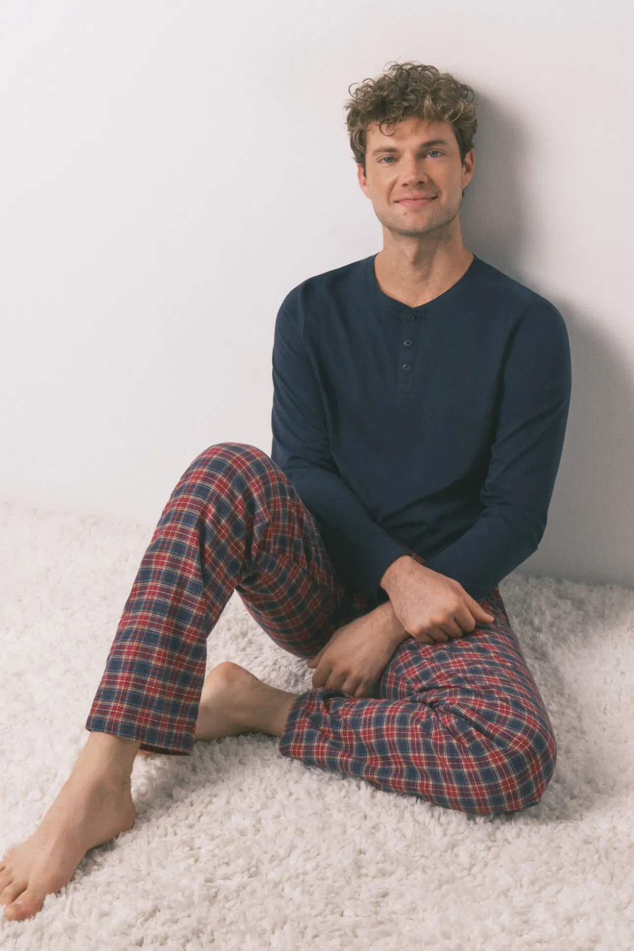 Pijama xadrez masculino 100% algodão
