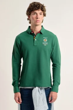 Pólo Valecuatro masculino com escudo espanhol verde intenso