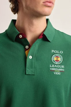 Pólo Valecuatro masculino com escudo espanhol verde intenso