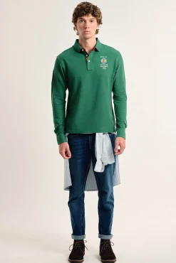Pólo Valecuatro masculino com escudo espanhol verde intenso
