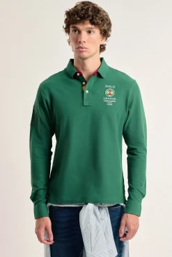 Pólo Valecuatro masculino com escudo espanhol verde intenso