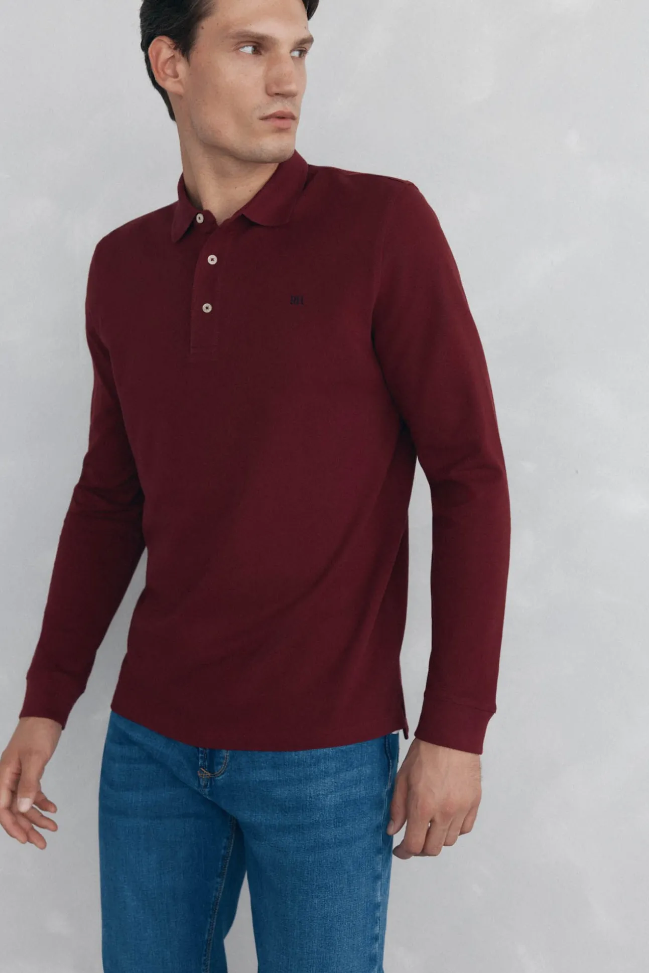 Polo básico de manga comprida