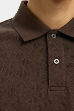 Polo jacquard de manga manga 100% algodão orgânico