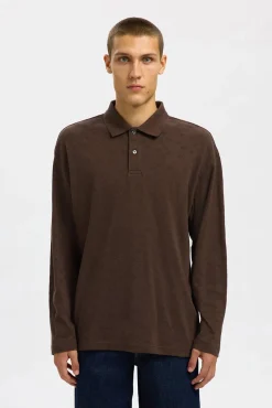 Polo jacquard de manga manga 100% algodão orgânico