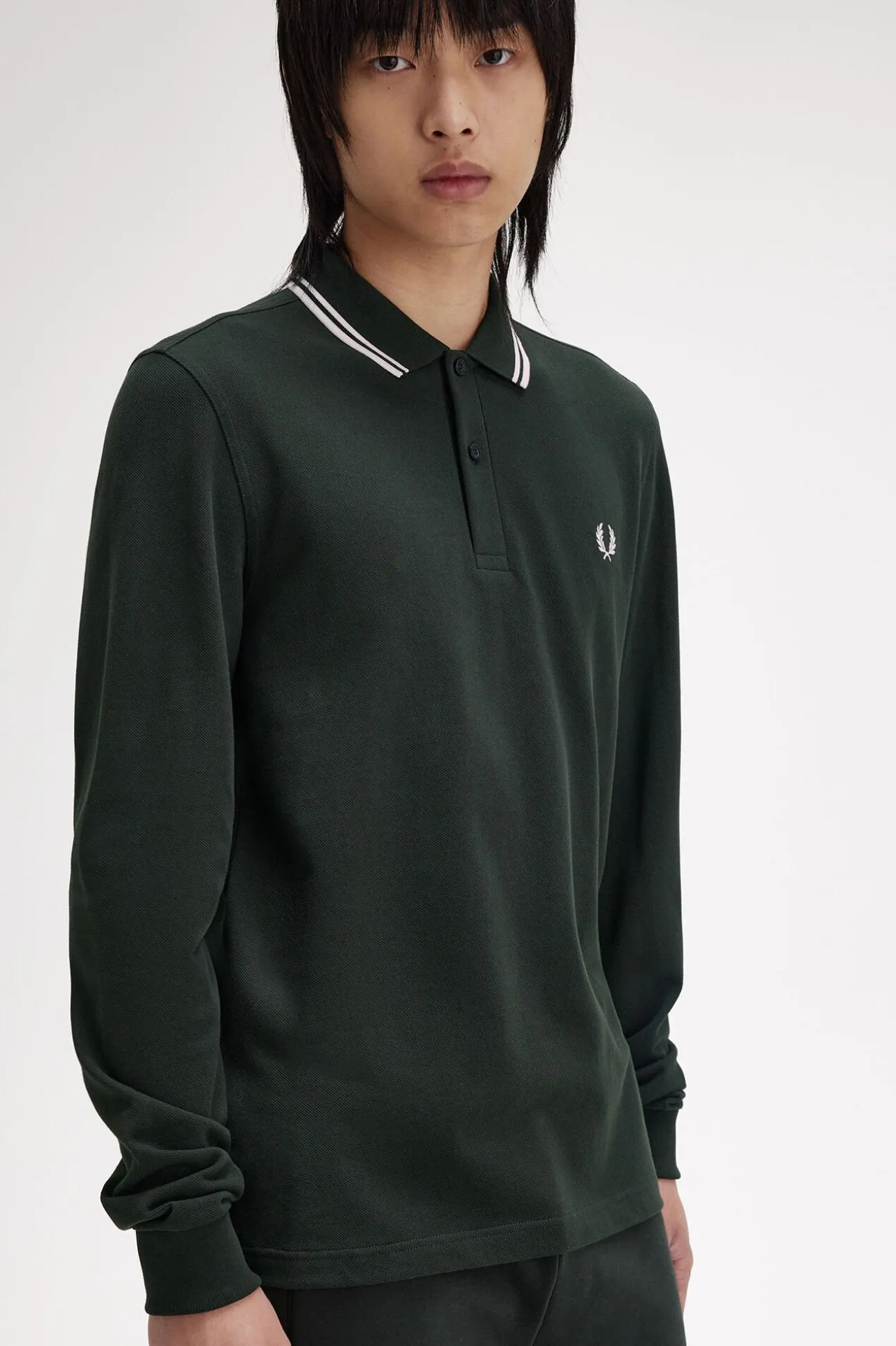 Polo piqué de manga comprida masculina
