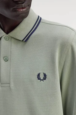 Polo piqué de manga comprida masculina