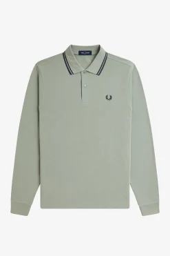 Polo piqué de manga comprida masculina