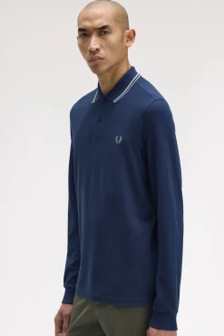 Polo piqué de manga comprida masculina