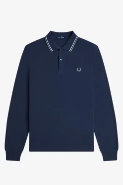 Polo piqué de manga comprida masculina