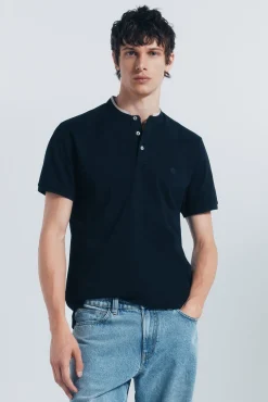 Polo piqué gola mao slim fit
