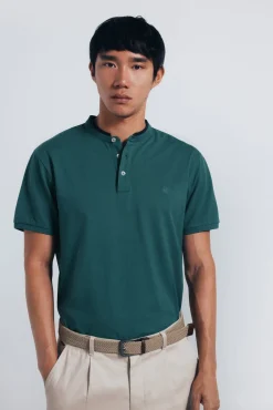 Polo piqué gola mao slim fit