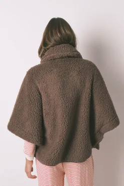 Poncho curto de robe de borrego marrom do Snoopy