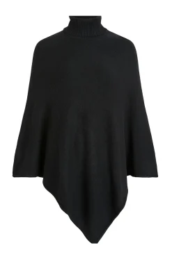 Poncho de malha com gola alta