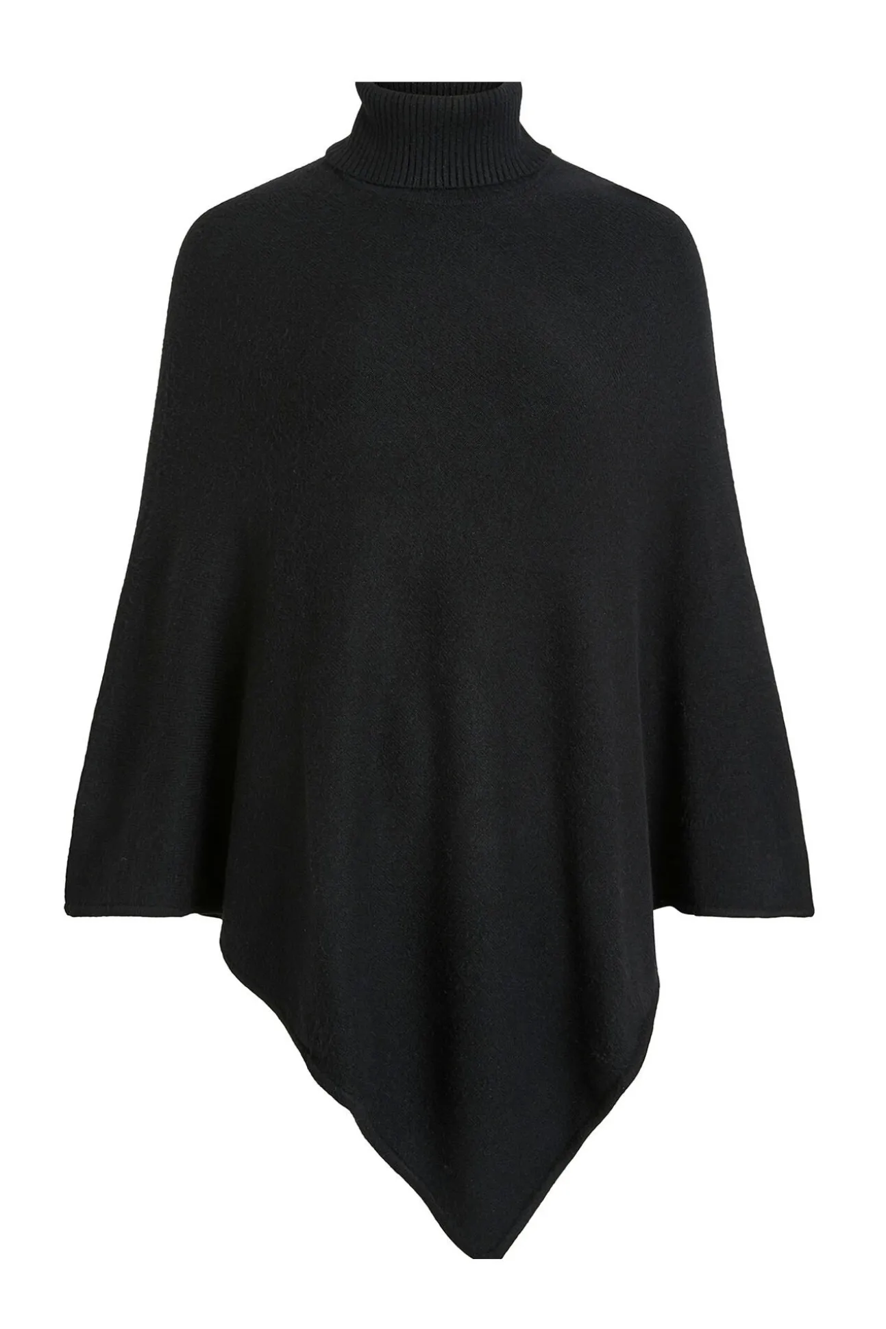 Poncho de malha com gola alta