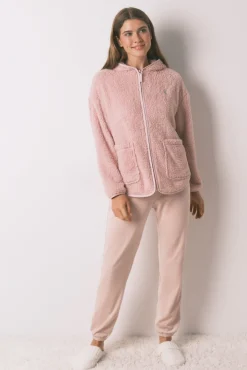 Robe curta tecido de pelo rosa lurex