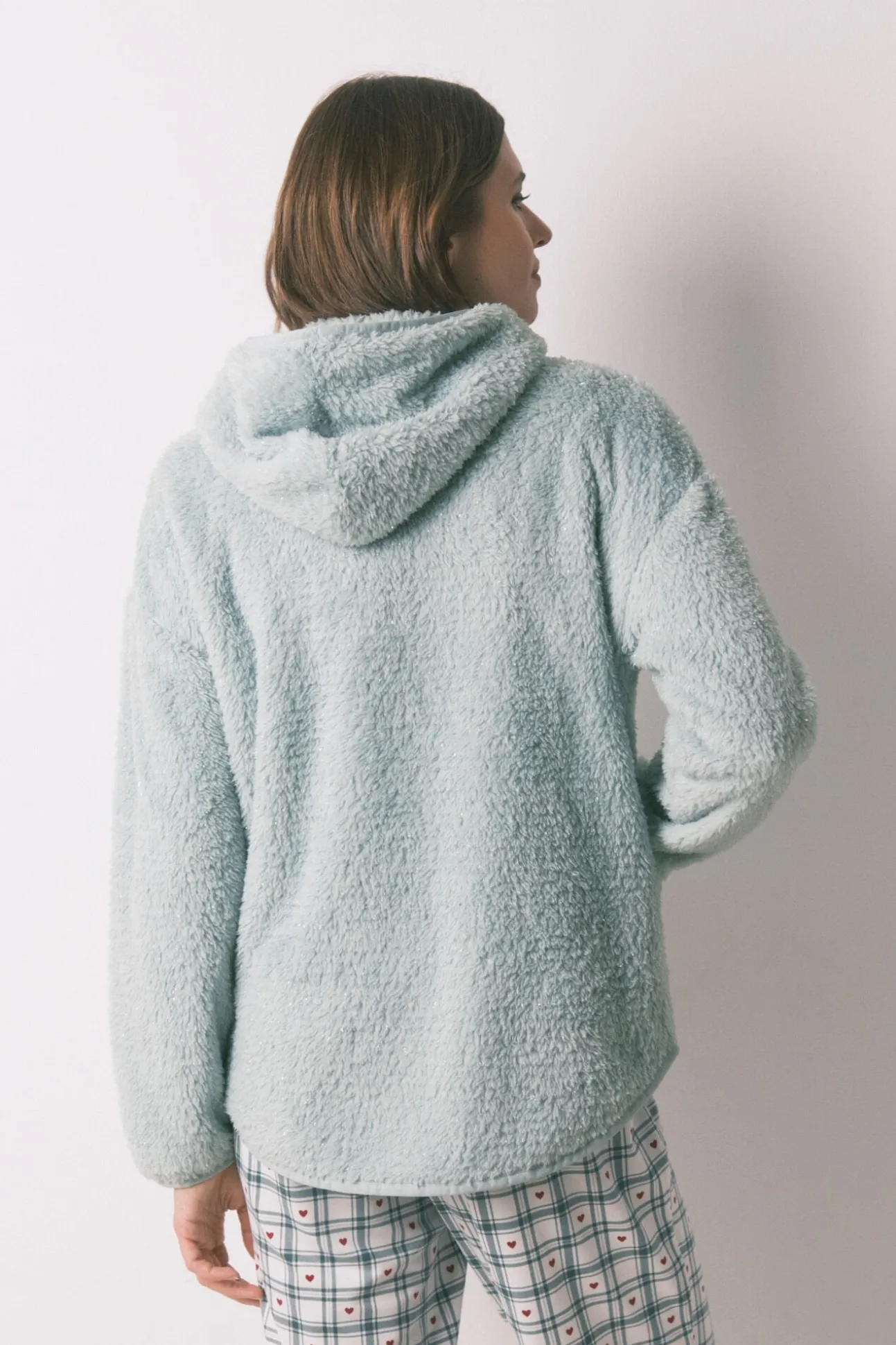 Robe curta tecido pelo verde lurex