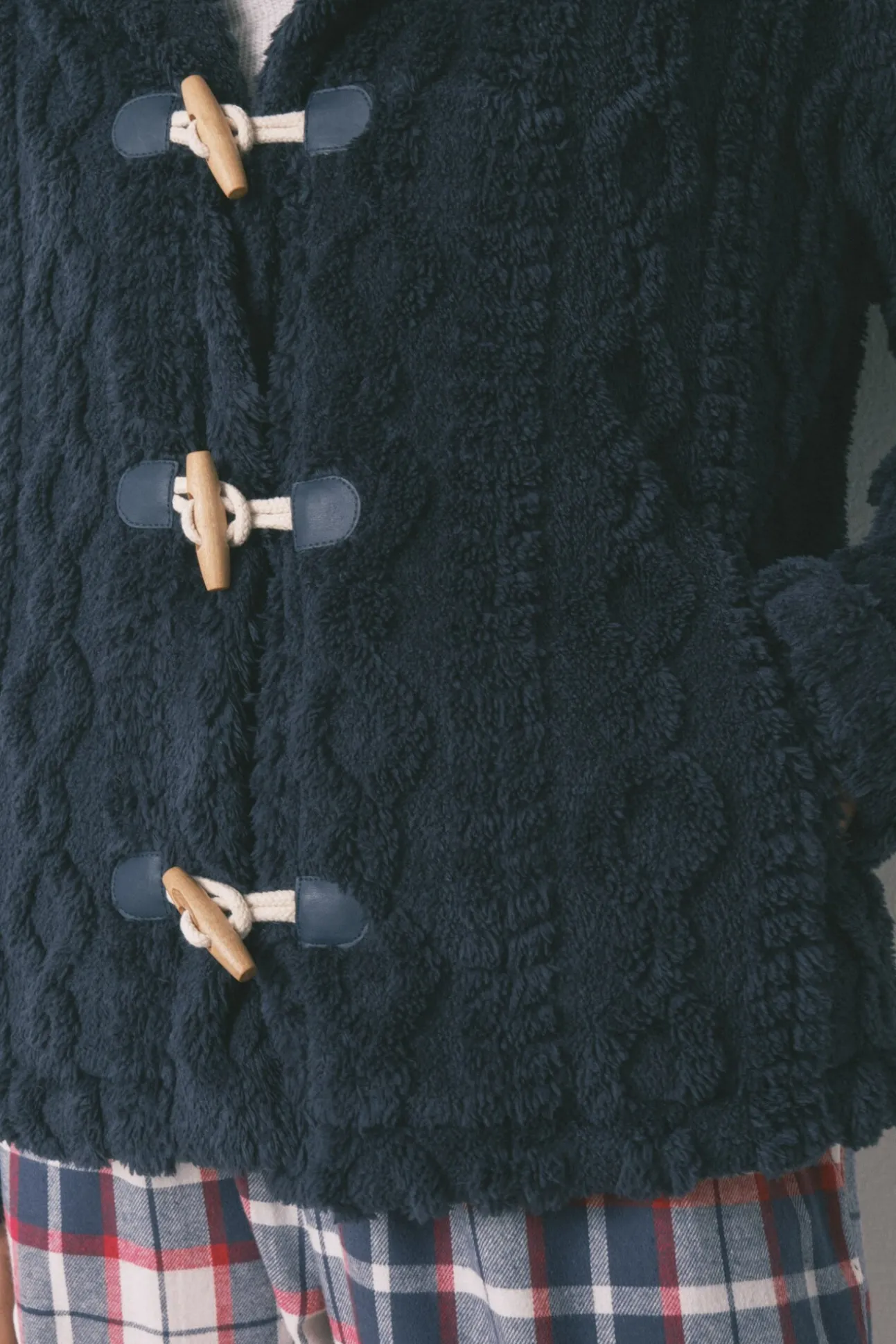 Robe curto polar com capuz suave azul