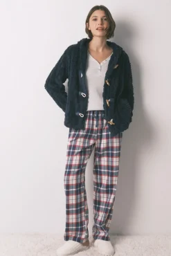 Robe curto polar com capuz suave azul