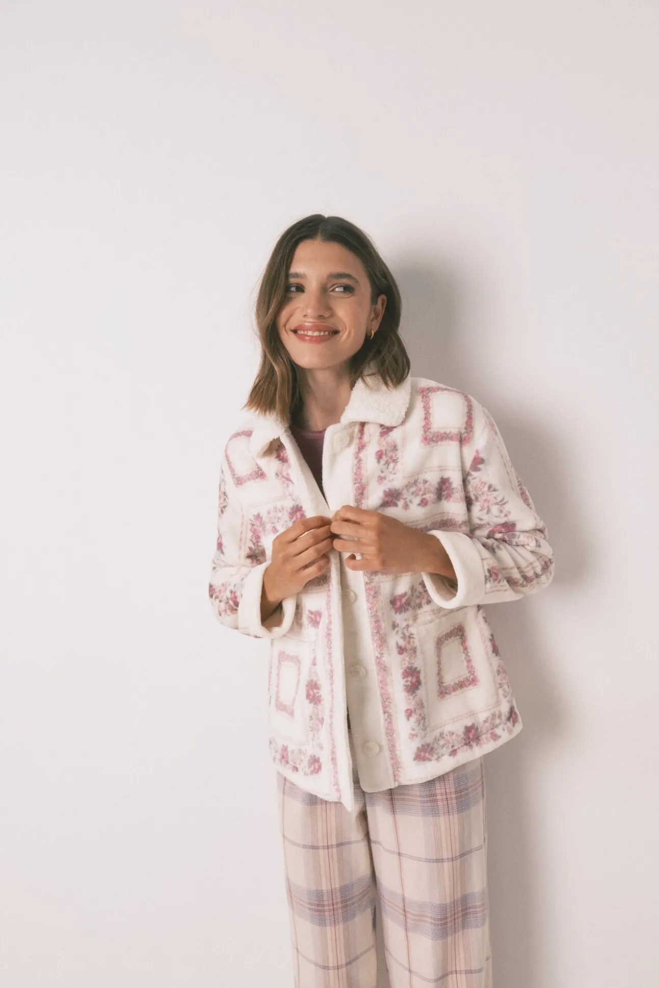 Robe curto rosa de polar