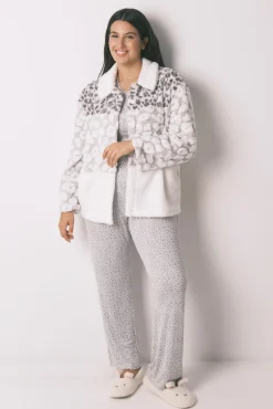 Robe curto tricolor animal print em borrego