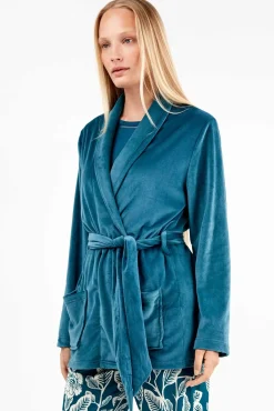 Robe em tecido polar elástico