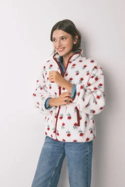 Robe estilo túnica de pelo branco com flores