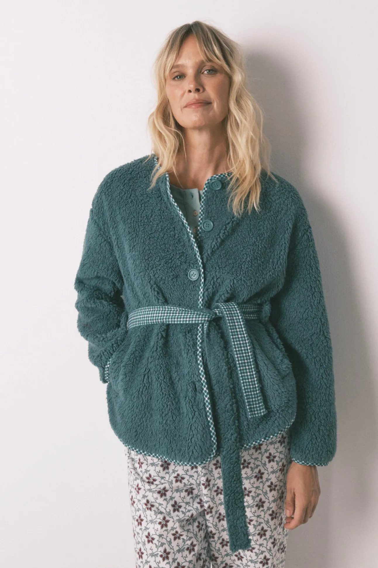 Robe estilo túnica de pelo verde
