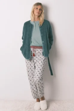 Robe estilo túnica de pelo verde