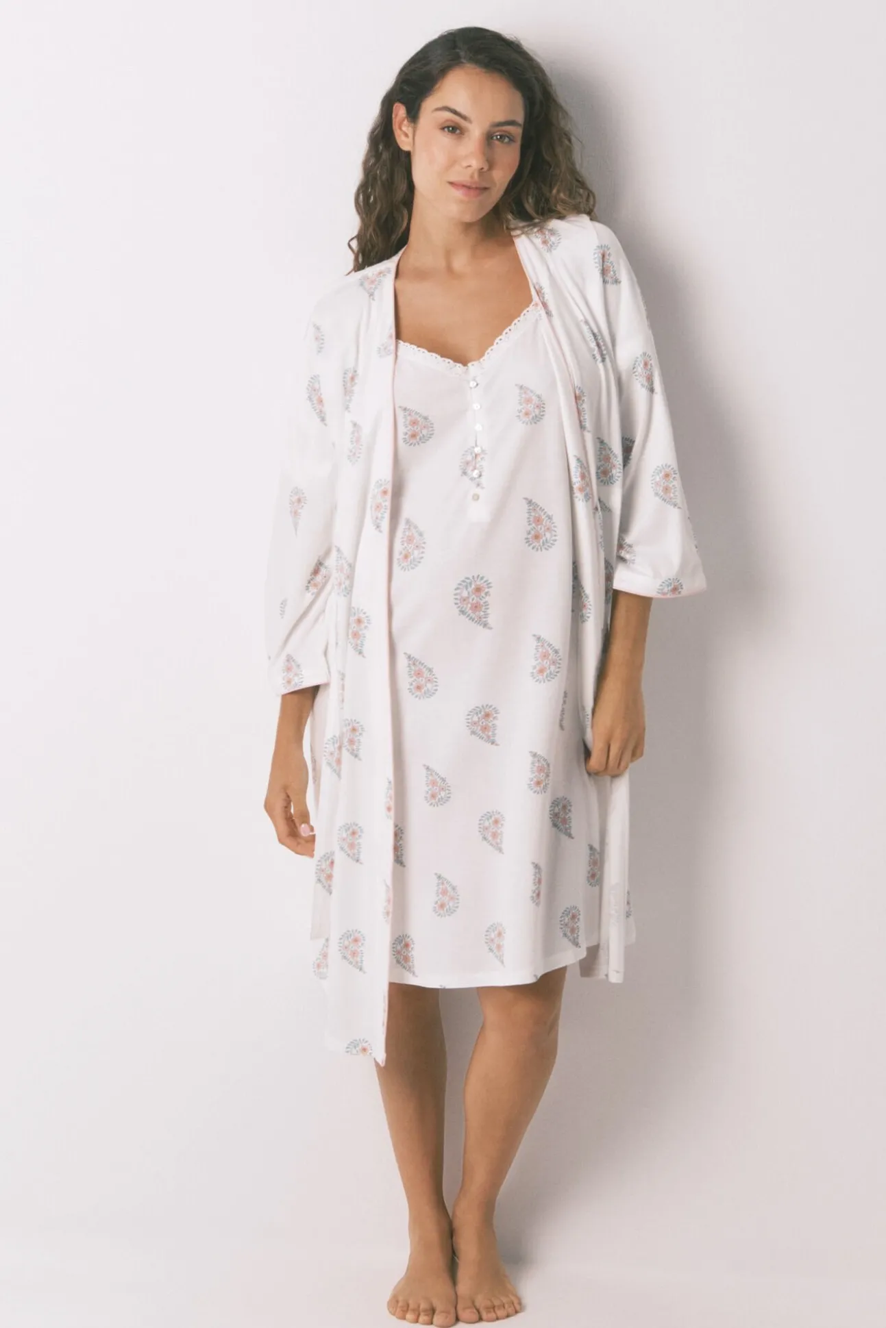 Robe longo "maternity" com estampa floral