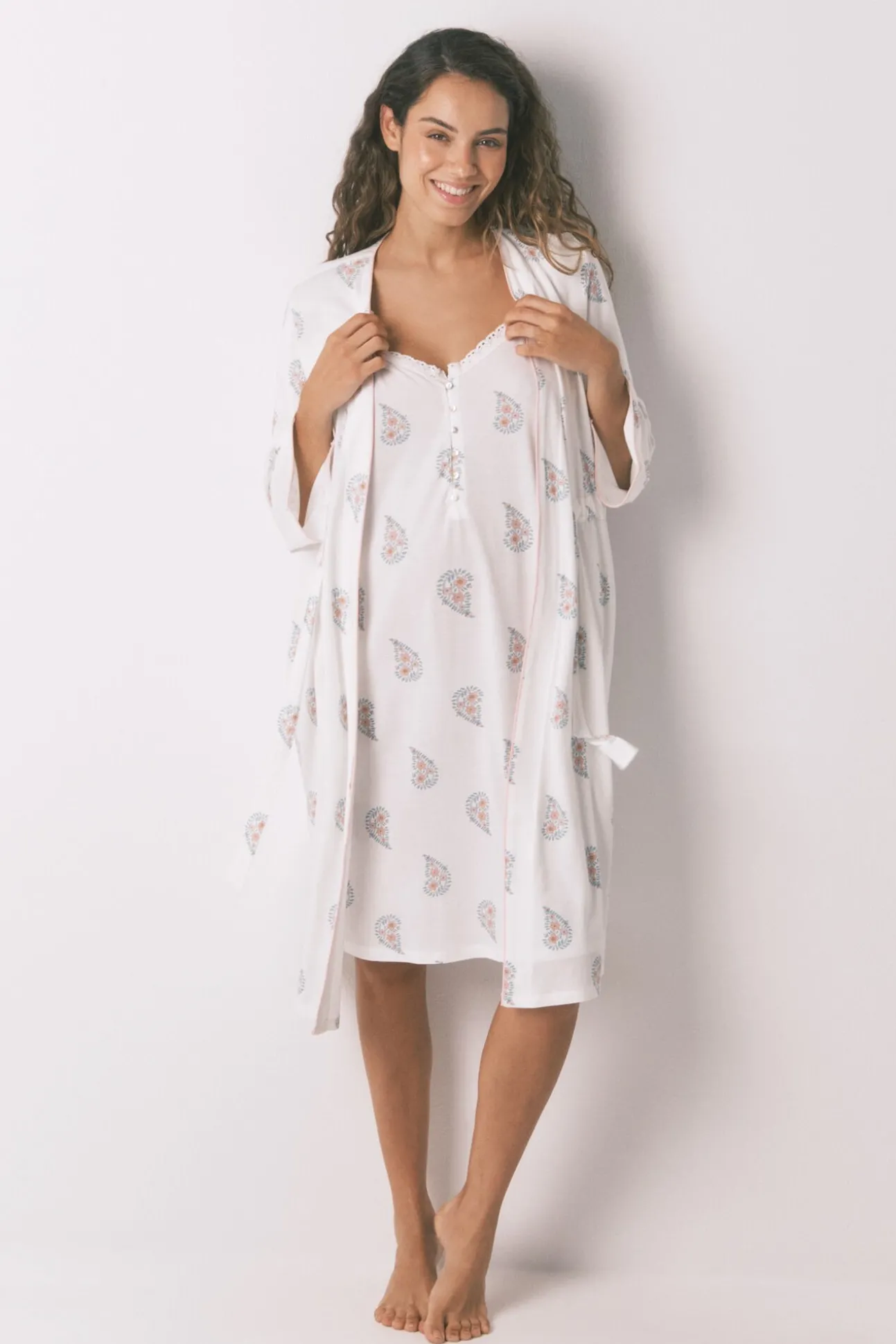 Robe longo "maternity" com estampa floral