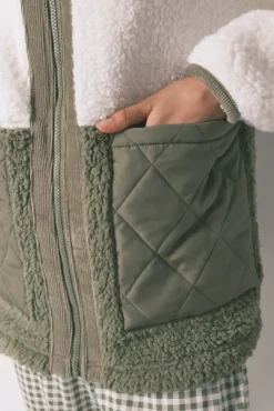 Robe midi de borrego em bloco verde