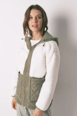 Robe midi de borrego em bloco verde