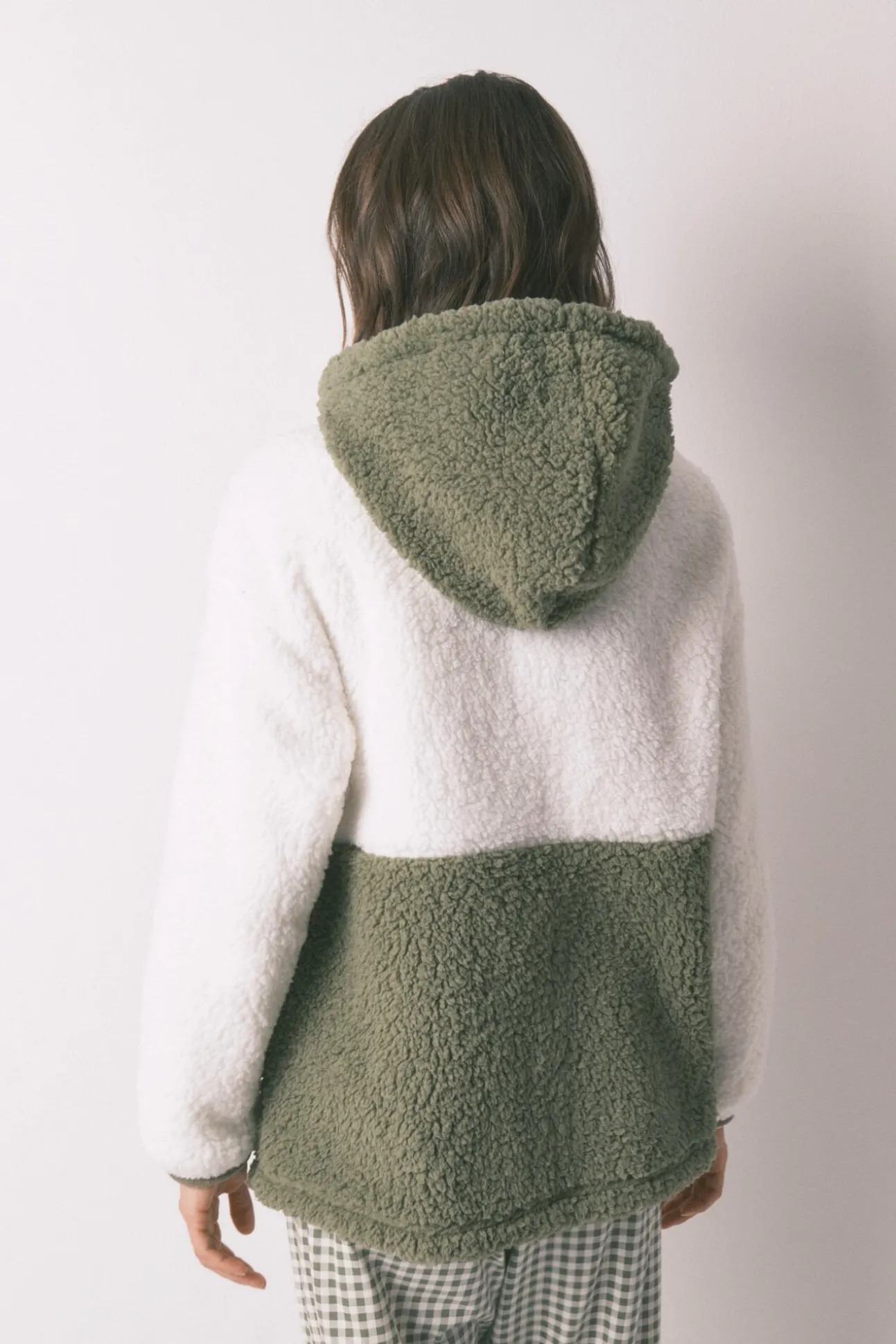 Robe midi de borrego em bloco verde