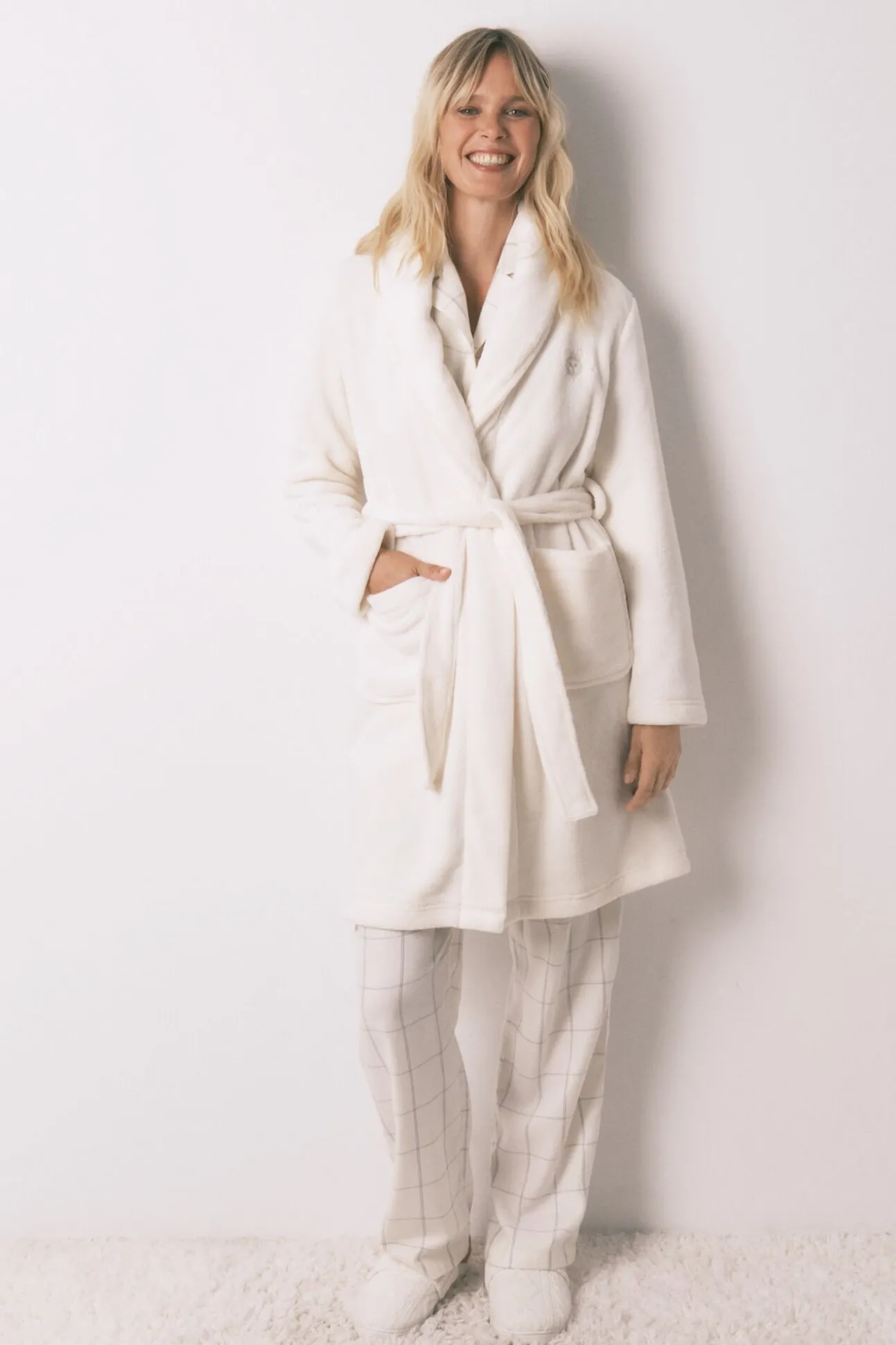 Robe midi de polar branca