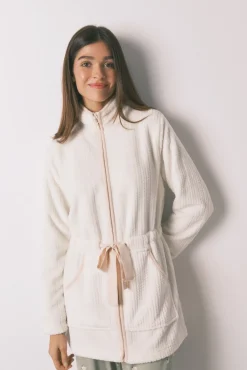 Robe midi tecido polar branco