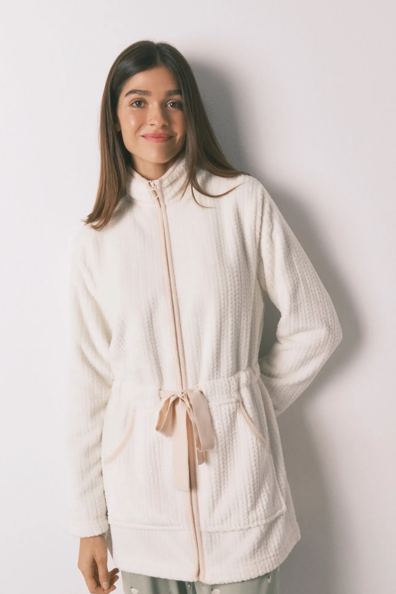 Robe midi tecido polar branco