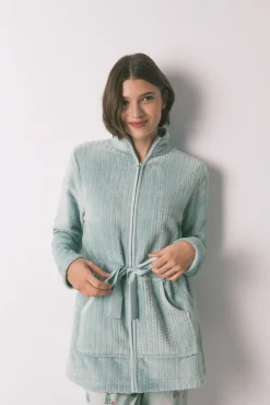 Robe midi tecido polar verde
